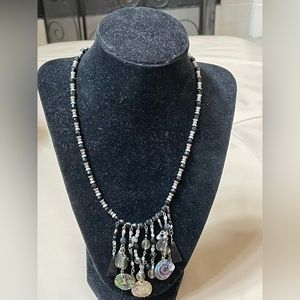 Chico’s Ethnic Beaded Necklace with Hanging Design, 10” Drop